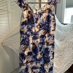 Floral Blue and Brown Women's Dress